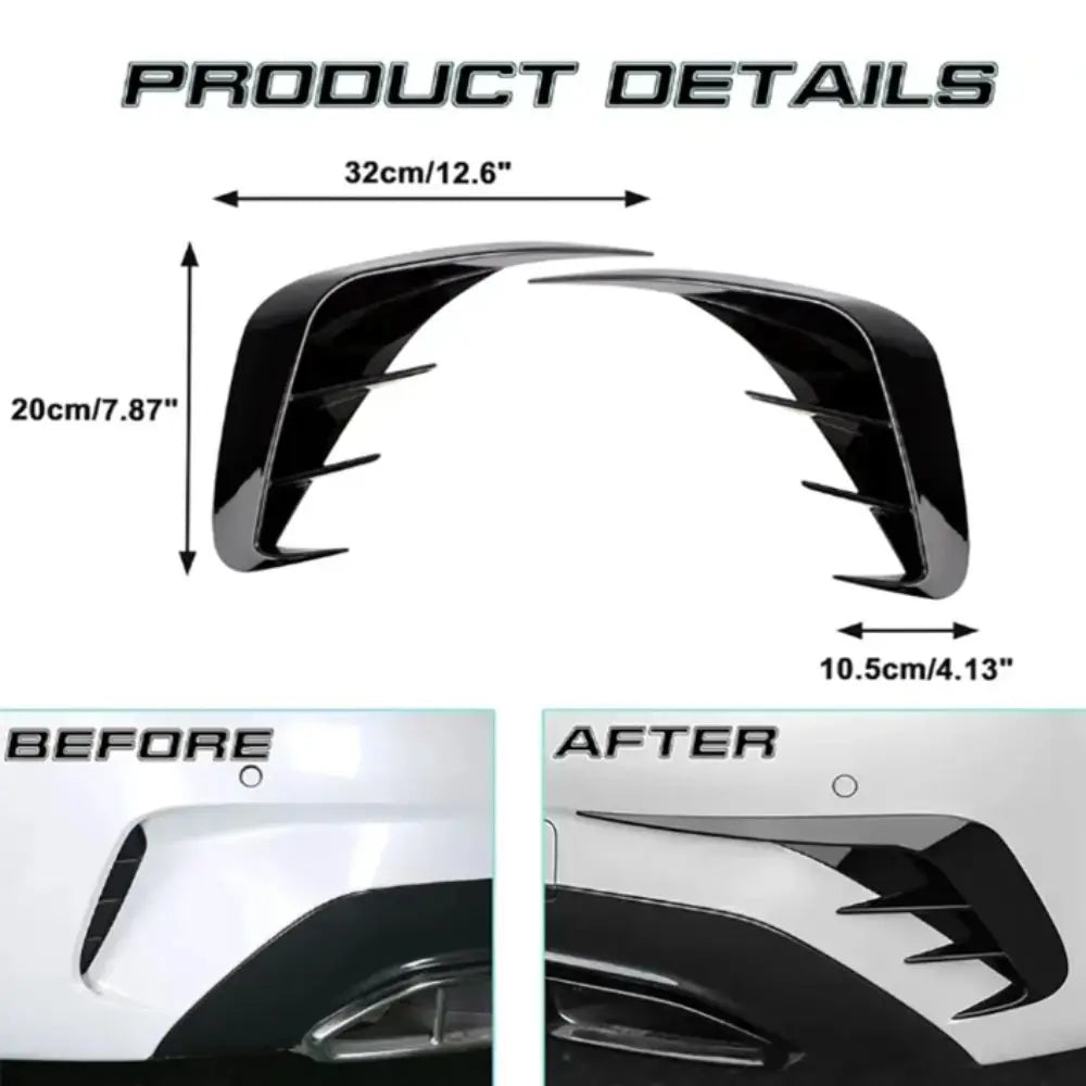 Accessories Gloss Black Rear Bumper Splitter Lower Grille Frame Fog Zpaxo