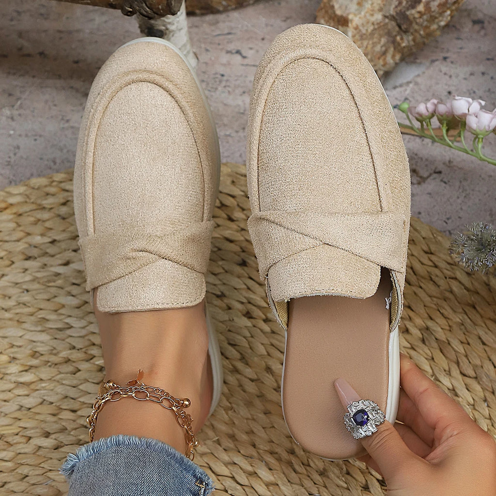 Women Slippers Fashion Slides Women Casual Flat Bottom Mules Loafers Fashion Single Shoes Brand Comfortable Slip on Sandals Zpaxo Khaki 40