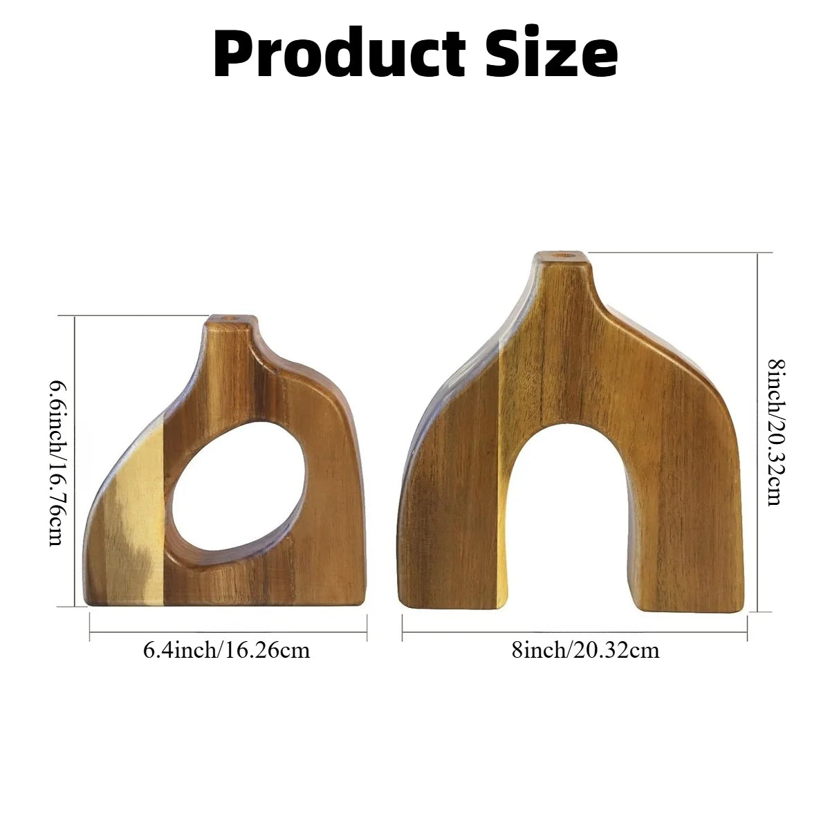 2-Pack Wooden Vases – Scandinavian Tabletop Centerpiece Decor