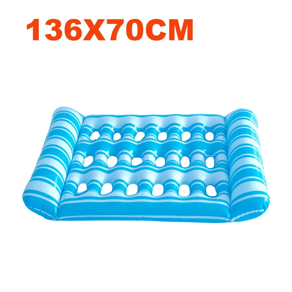 Inflatable Floating Bed with Headrest PVC Floating Lounger Pool Air Mattress for Swimming Pool Beach Adult Water Sleeping Bed Zpaxo 136X70CM B