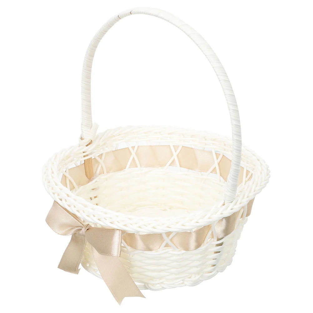 Easter Rattan Storage Basket Woven Flower Girl Hand Handmade Home