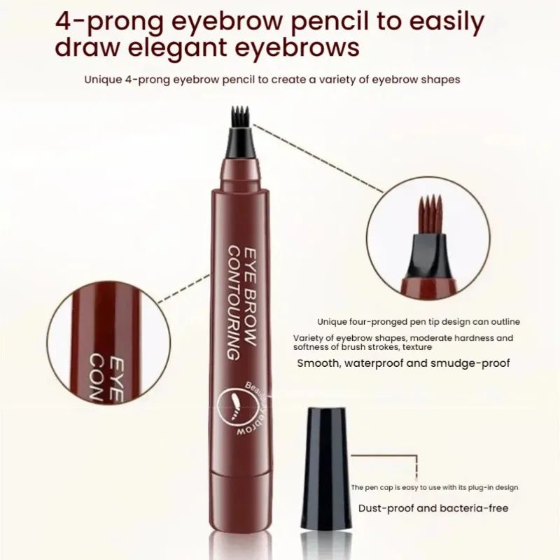 4 Splitted Head Eyebrow Pencil Long Lasting Waterproof Smudge Proof