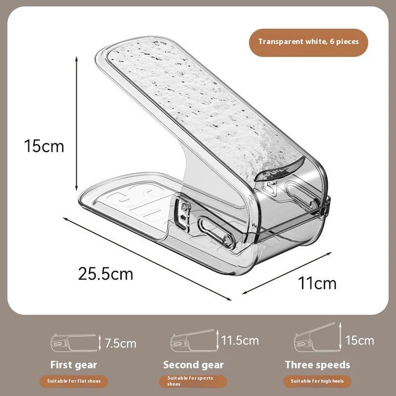 New 6PCS Double Layer Shoe Rack, Adjustable Shoe Holder, Shoe Cabinet, Space Saving Bracket, Storage Folding Layered Partition Zpaxo White 6Pcs