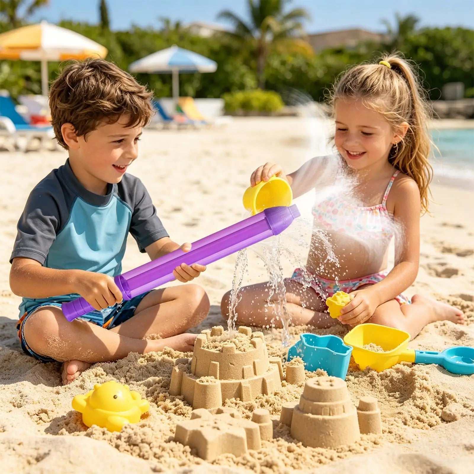 Kids Water Toys LED Glowing Rainbow Fun Party Games Kids Summer Water Play Soaker Toy For Family Girls Boys Outdoor Garden Park Zpaxo