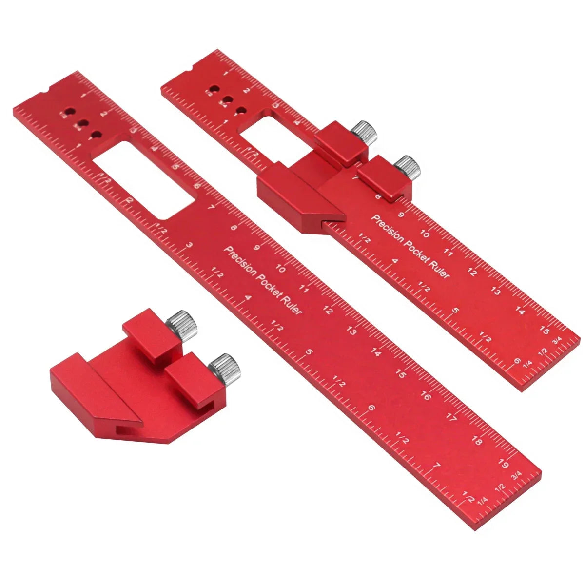 Precision T Type Pocket Ruler Inch Metric Measuring Tool with Slide Stop for Carpentry Marking Zpaxo