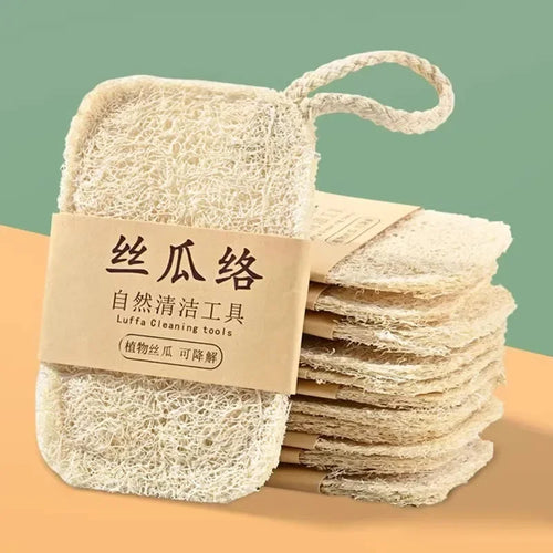 2026 Hot 10PCS Loofah Dish Towel Does Not Hurt The Pan Sponge, Oil Stain Removing Cloth, Silk Gourd Pulp Pan Brush Zpaxo