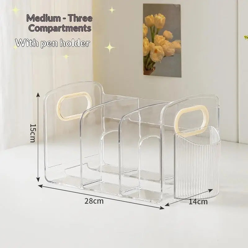 CM4 Compartment Clear Acrylic File Organizer Desktop Magazine Holder