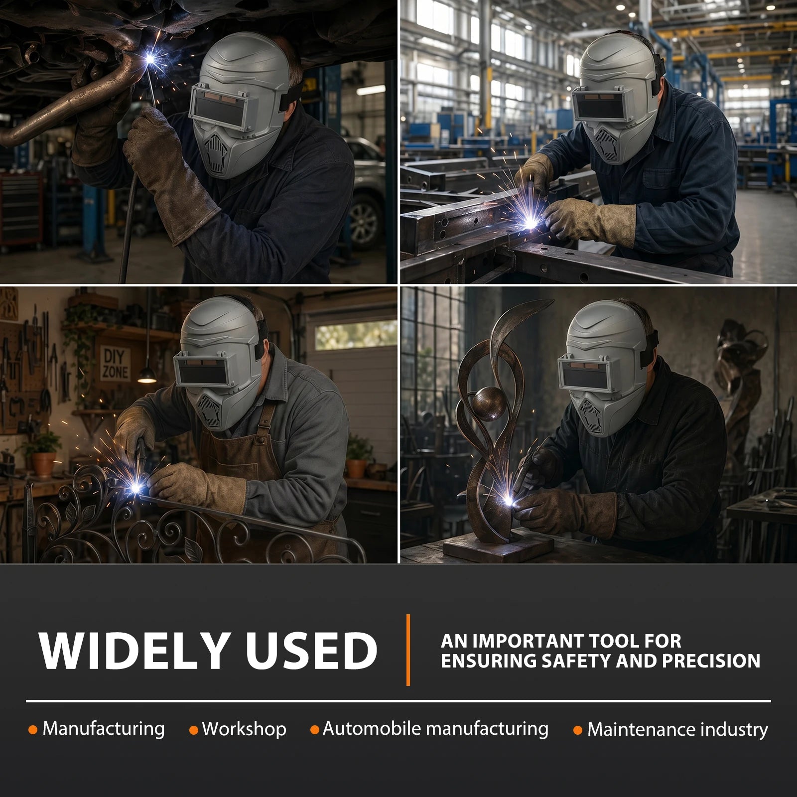 Professional Auto Darkening Welding Helmet, Adjustable Shade 9-13 Welding Mask with Silicone Nose Pad, Breathable Padding Hood Zpaxo