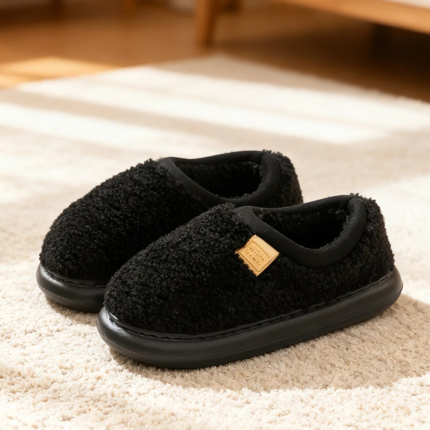 All-in-one Plush Slippers Women Non-slip Indoor Winter House Shoes