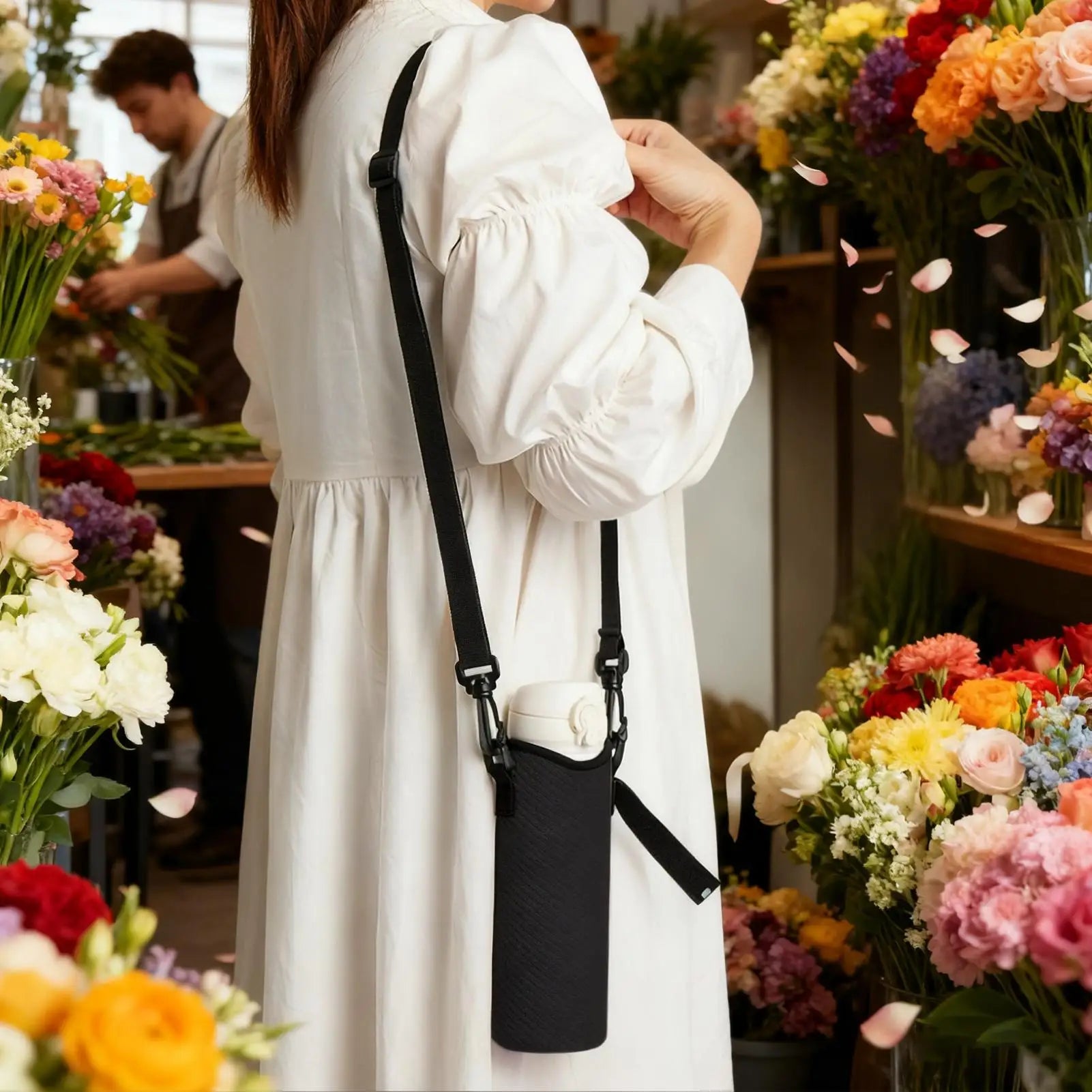 Insulated Neoprene Water Bottle Holder Crossbody Sleeve Adjustable