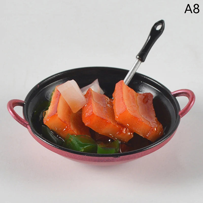 ▶1PCS Dollhouse Mini Metal Cooking Pot with Food Simulation Kitchen Utensils Model Doll House Decoration Miniature DIY Accessori Zpaxo A8
