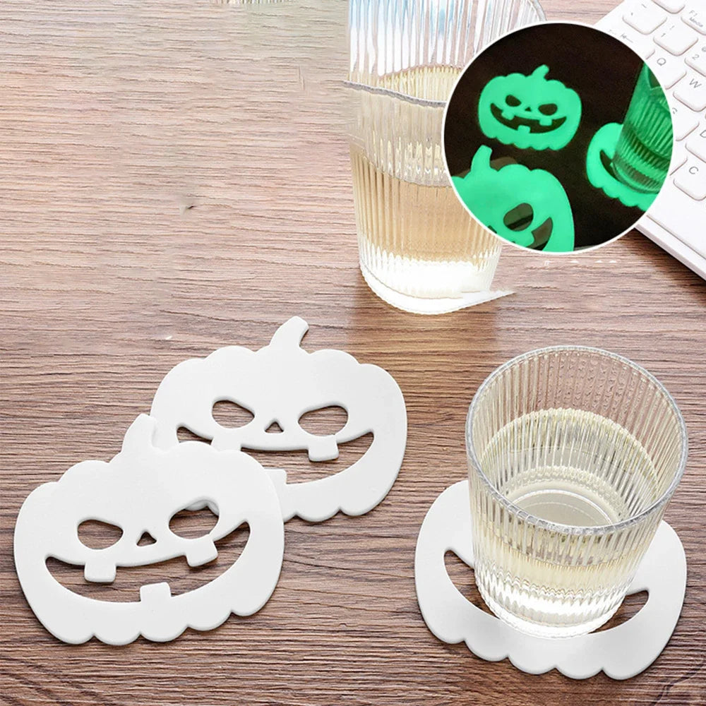 Glow-in-the-dark Halloween Ghost Coasters Pumpkin Decor