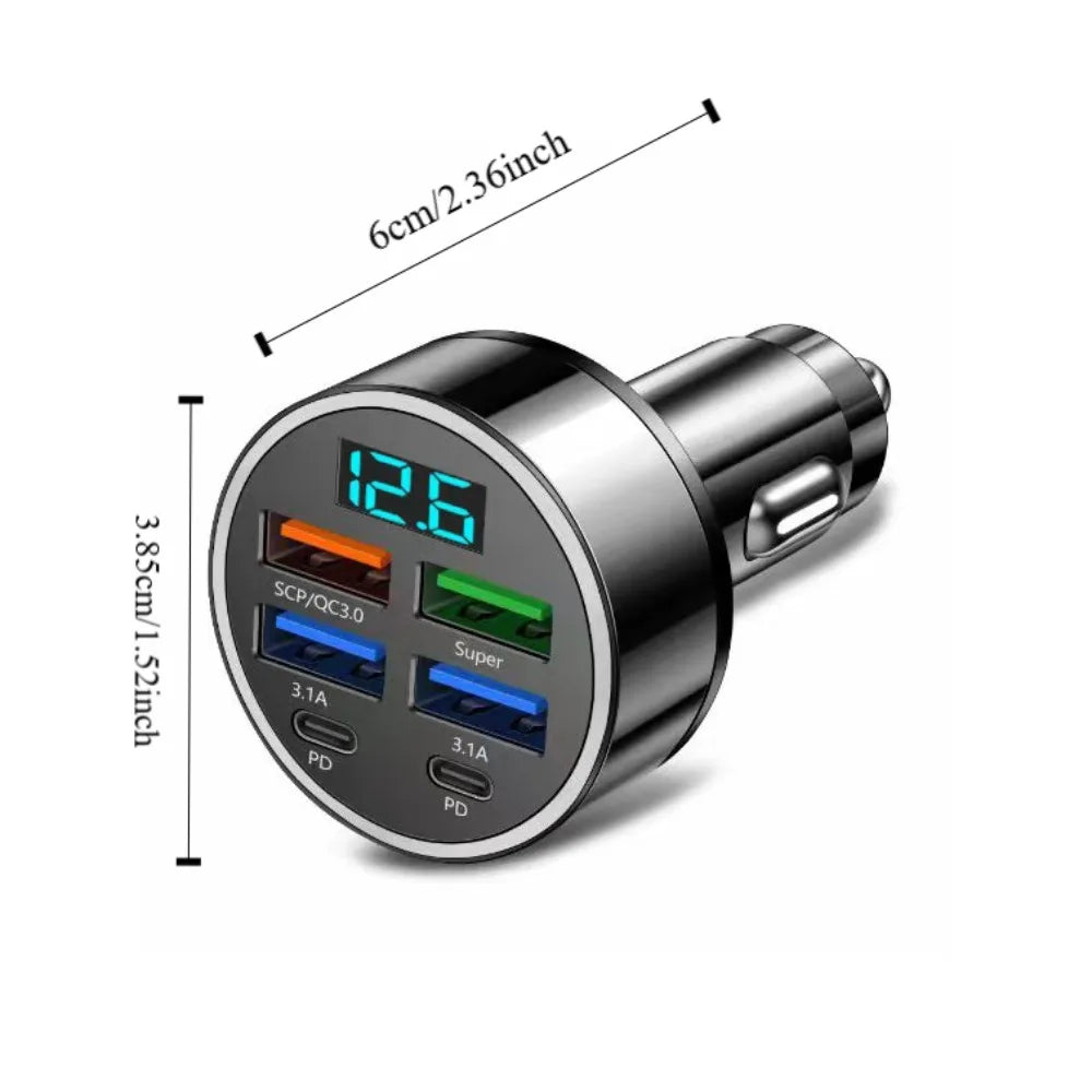 Dual USB Output Mobile Phone Car Charger Fast Charging 5 Ports Zpaxo