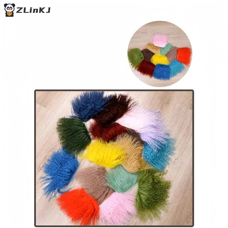▶1Pcs Dolls Accessories Mongolia Fur Sheepskin Wool Extensions Curly Texture Hair Row Curly Hair Extensions SD Blyth Wigs Hair Zpaxo