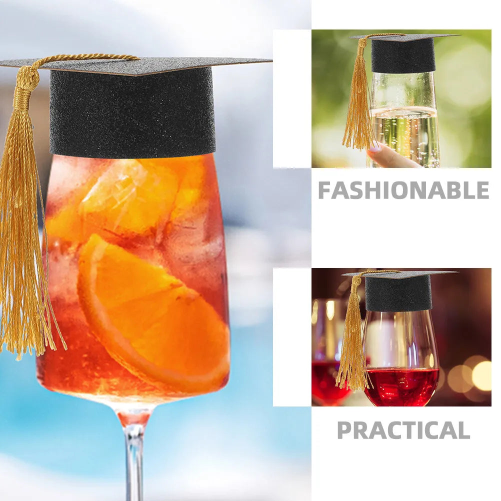 Graduation Hat Goblet Covers Tassel Doctor Cap Design Wine Cover