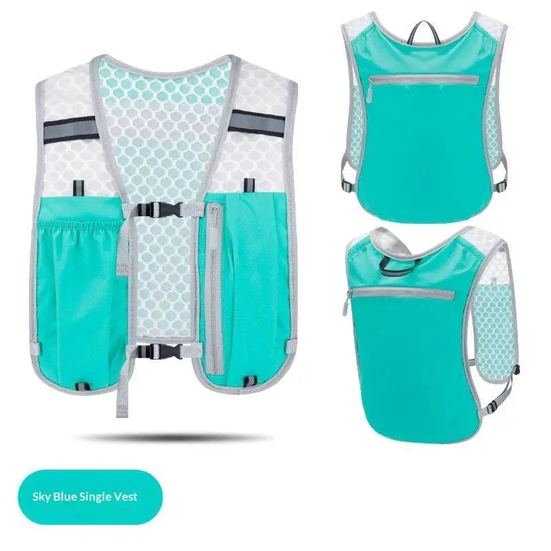 Running Water Bottle Storage Vest Men Women Lightweight Reflective Zpaxo Blue
