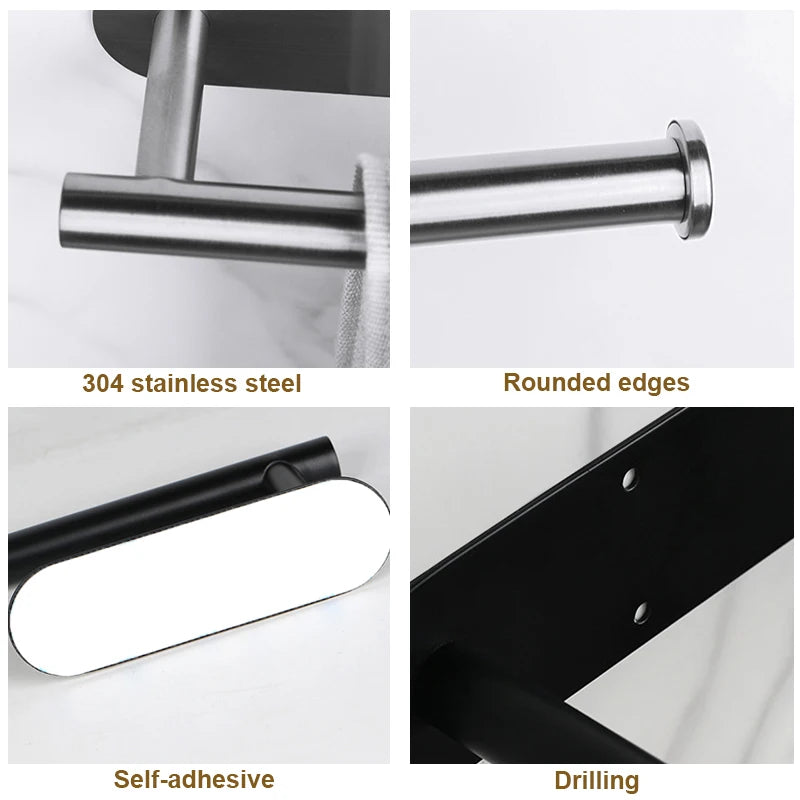 Stainless Steel Paper Towel Holder Hanging Roll Rack Toilet Plastic