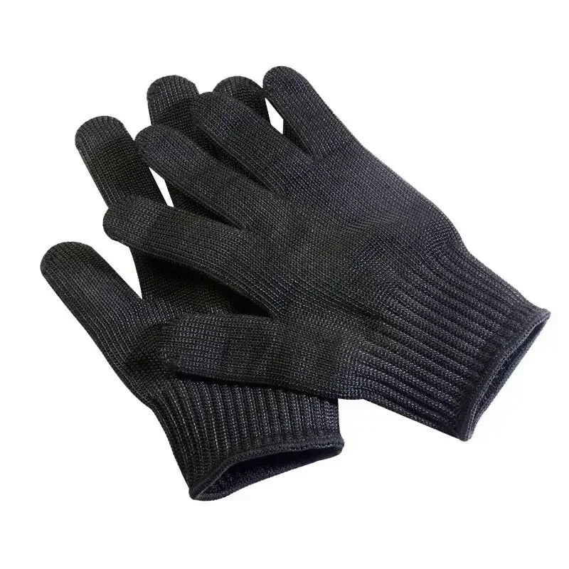 1 Pair Stainless Steel Wire Cut Resistant Anti-Cutting Safety Protective Work Gloves Level 5 Stainless Steel Wire Repair Gloves Zpaxo black M
