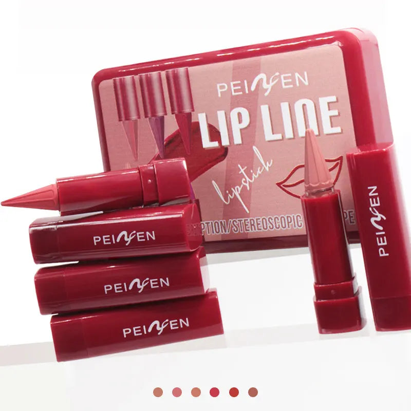 6-color Lipliner Durable Waterproof Fade Resistant Does Not Stick Cup