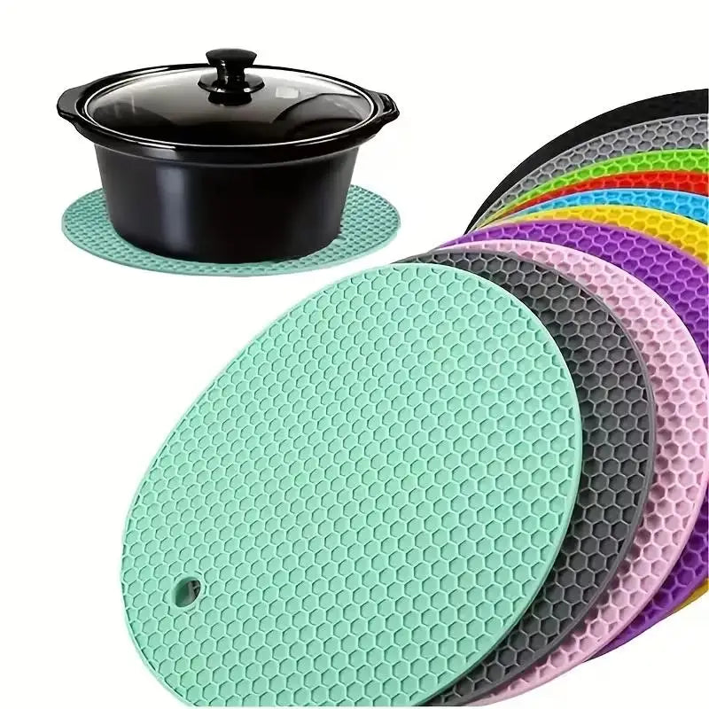 4pcs Round Heat-Resistant Non-Slip Trivet Set, Pot Holder & Cup Coaster for Kitchen Table Zpaxo