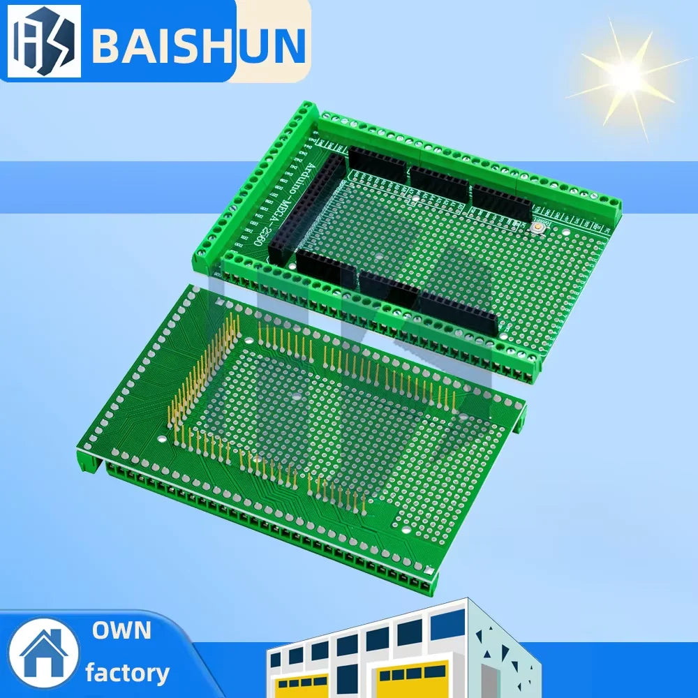 Double-Sided PCB Screw Terminal Block Expansion Shield for Arduino MEGA-2560 R3 – Prototyping Kit with Development Board Module Zpaxo