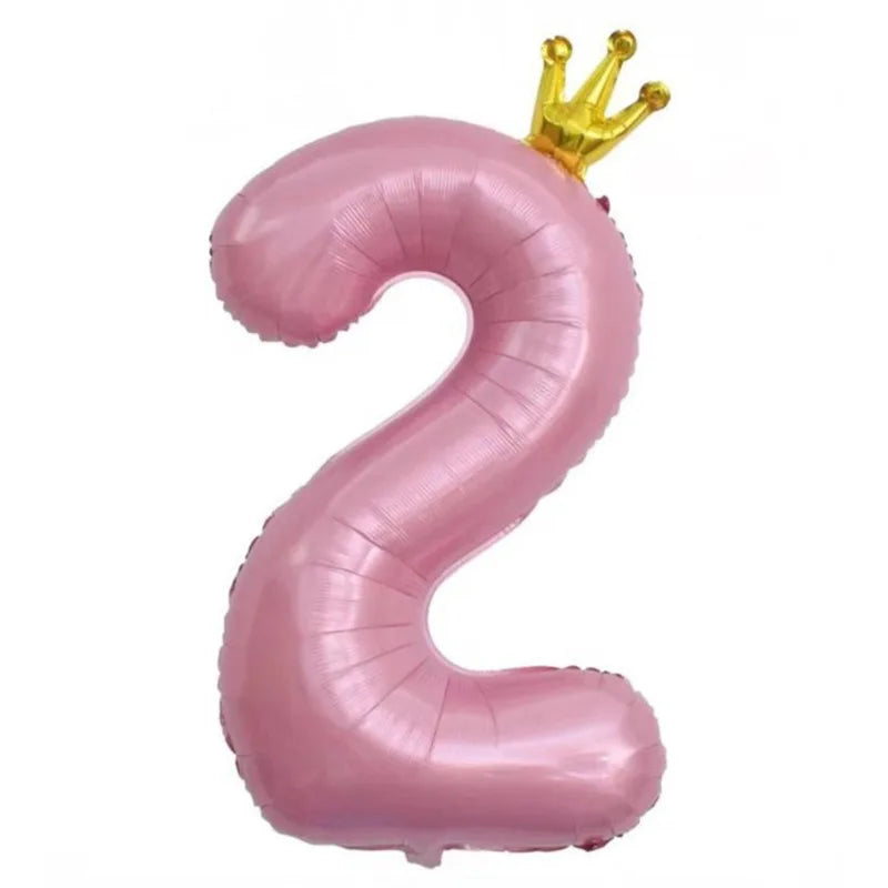 Pastel Baby Blue Pink Foil Number Balloon Crown 1 2 3 4 5 6 7 8 9 Zpaxo pink2 40inch
