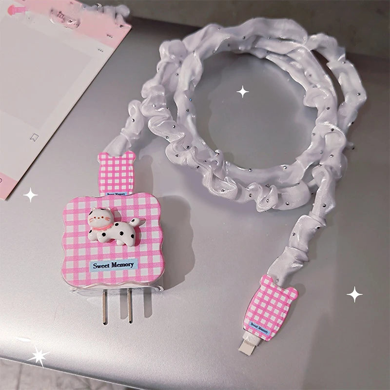 Cute Animal Puppy Charger Cable Protector IPhone 15 14 13 12 18W 20W Zpaxo A11