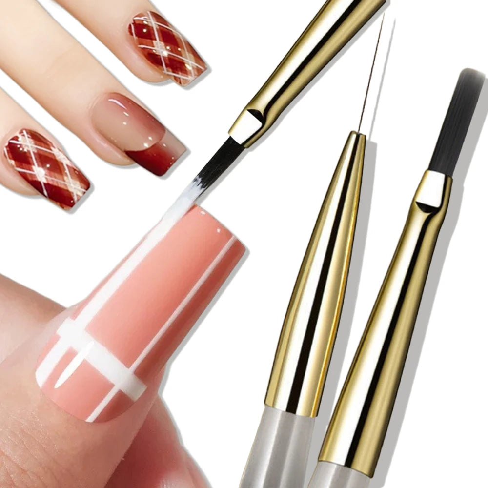 1 French Plaid Nail Art Brushes Line Grid Pattern Drawing Pen DIY UV Zpaxo