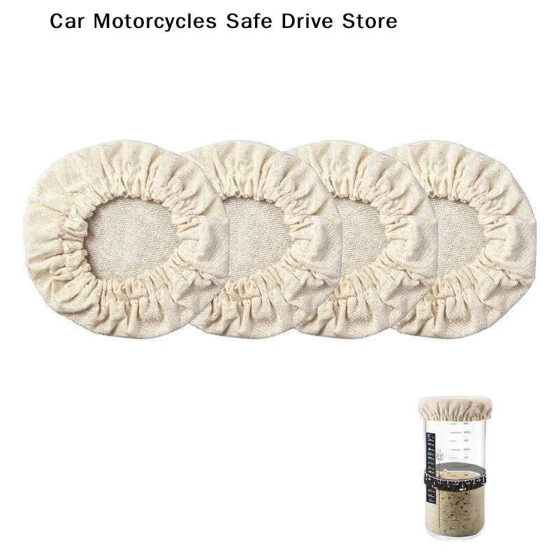 M4 Reusable Cotton Sourdough Jar Covers Breathable Fabric Perfect