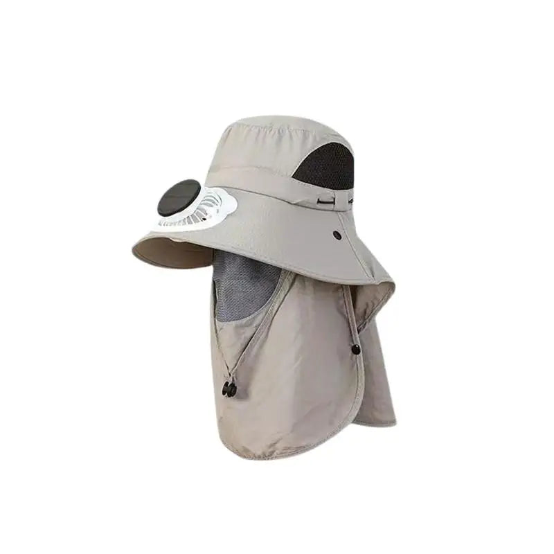 Men's Solar Fan Fishing Hat USB Rechargeable UV Wide Brim