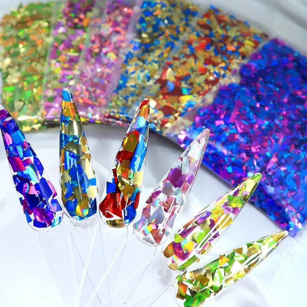 Iridescent Nail Art Sequins Irregular Shape Shiny Fragment Zpaxo