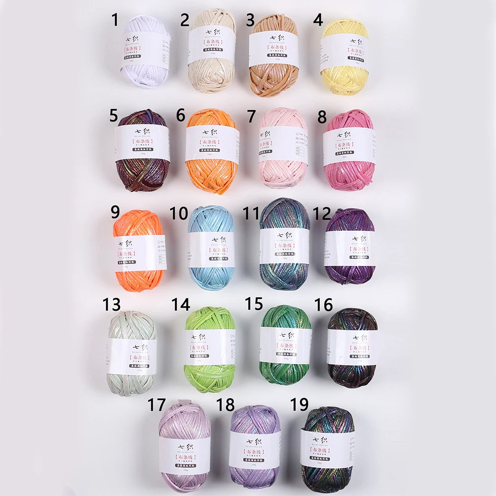 100g/Roll Metallic Crochet Yarn Imitation Leather Shiny Crochet Yarn Fabric Yarn for Knitting T-Shirt Bag Craft Zpaxo