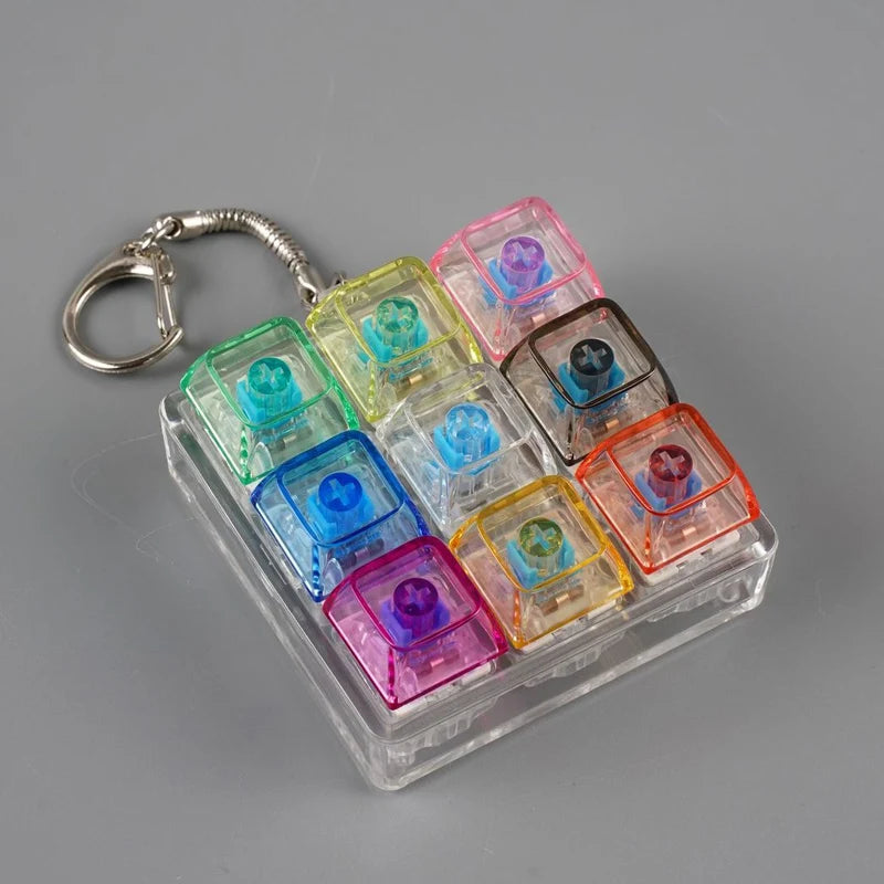 LED Light-up Keyboard Keychain Clickable Buttons Stress Relief Fidget