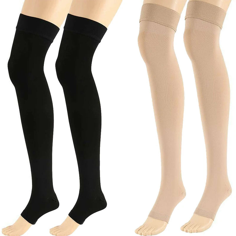 1 Pair Open Toe Knee-high Medical Compression Stockings Veins