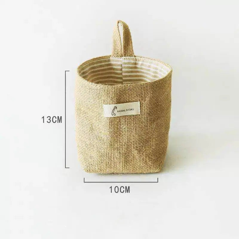 CMCotton Linen Storage Hanging Bags Door Wall Desktop Bathroom Zpaxo one size E