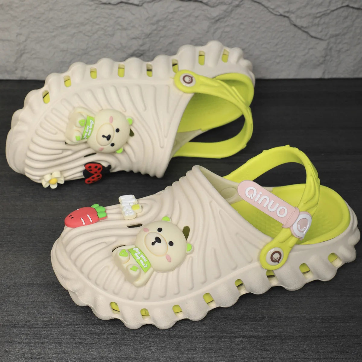 Women's Cartoon Bear Animation Hollow Summer Beach Slide Shoes Trendy