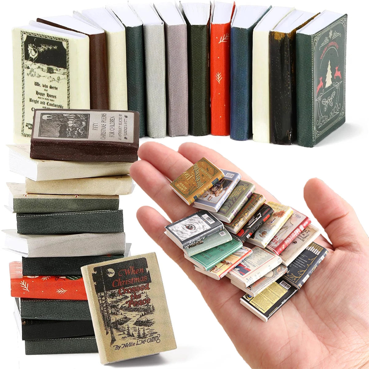 1:12 Miniature Wooden Books – Dollhouse & Fairy Garden Decor