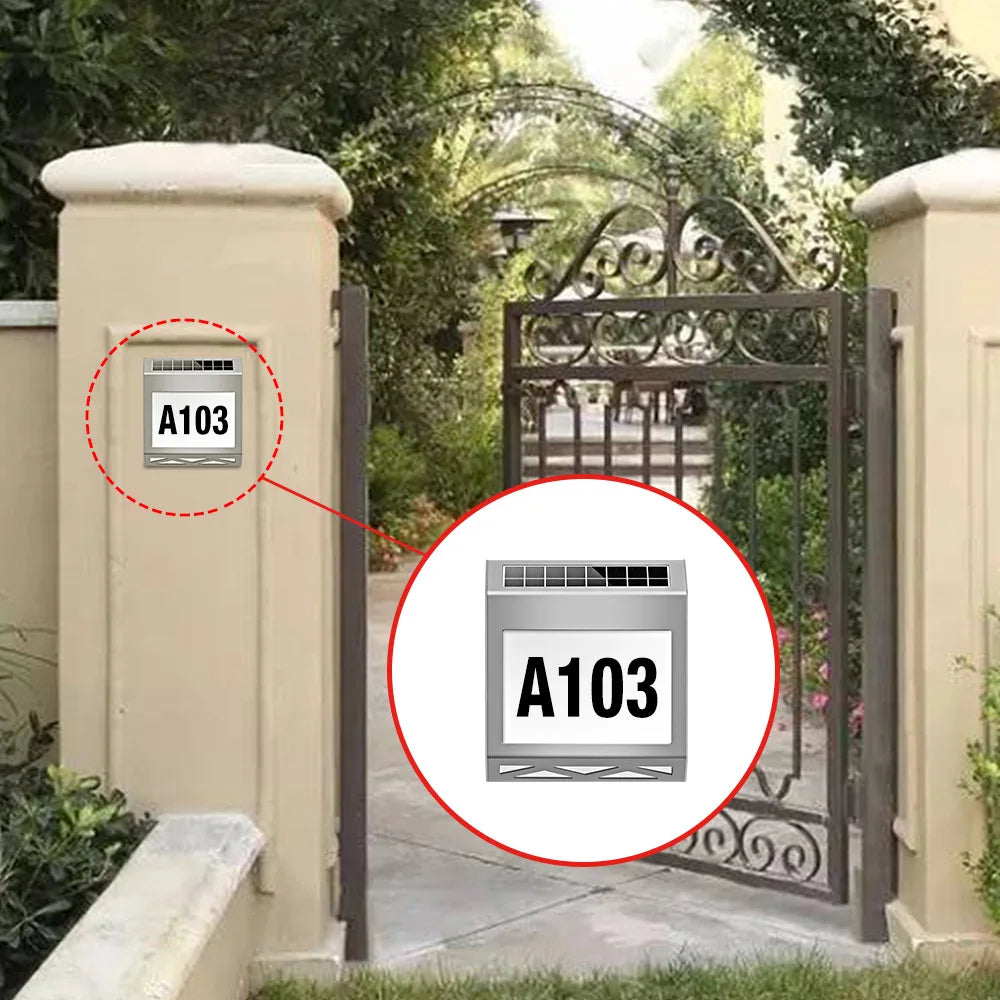 Solar Powered Door Sign Light Road Digital Stainless Steel House Zpaxo