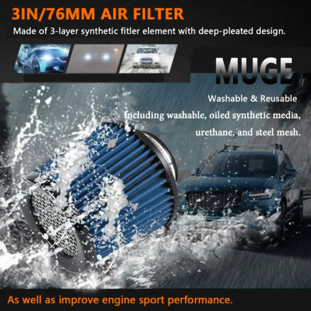 Flow Washable Cold Air Intake Filter Sport Power Mesh Dry Cone Zpaxo