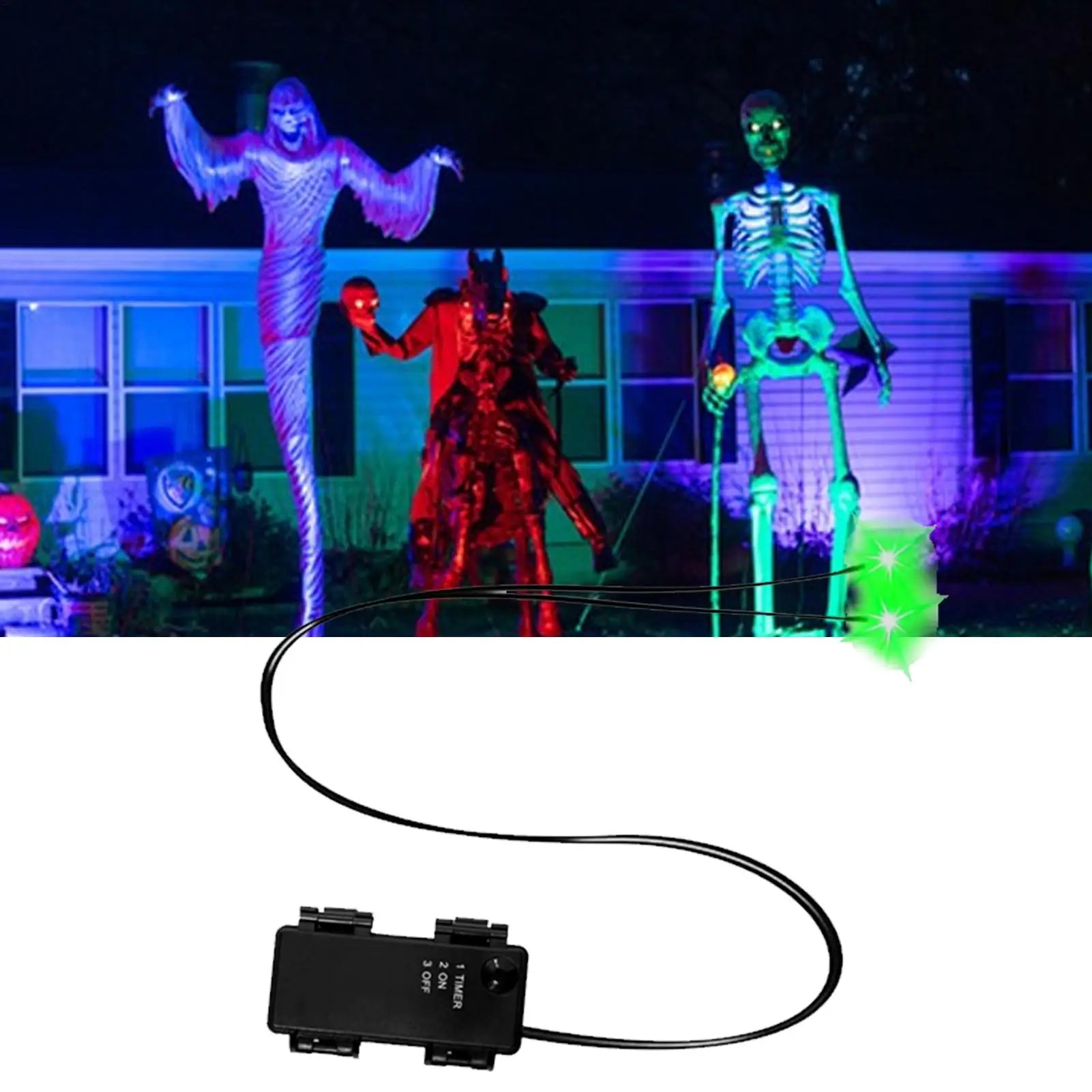 Halloween LED Glowing Eyes Timer Light Up DIY Skeleton Pumpkins Masks
