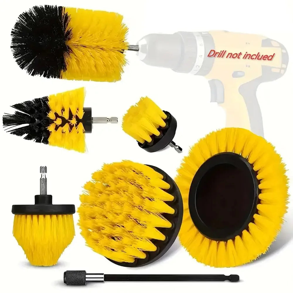 7PCS Car Cleaning Electric Drill Brush Head Set Electric Brush Kitchen Bathroom Cleaning Kits Household Toilet Cleaning Tools Zpaxo