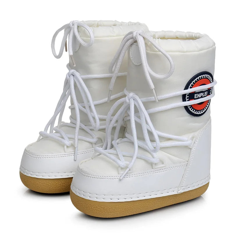 2024 Winter Snow Boots Women Ski Fluffy Hairy Lace Up Middle Calf Zpaxo