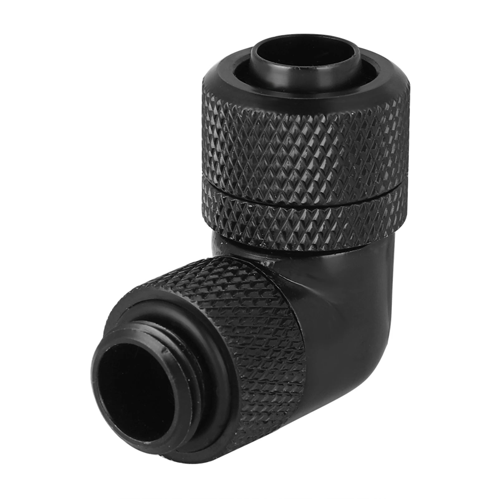 90° Water Cooling Tube Fitting G1/4 2 points thread Thread Water Cooling Fitting Thin Tube 90° Right Angle Elbow Zpaxo black