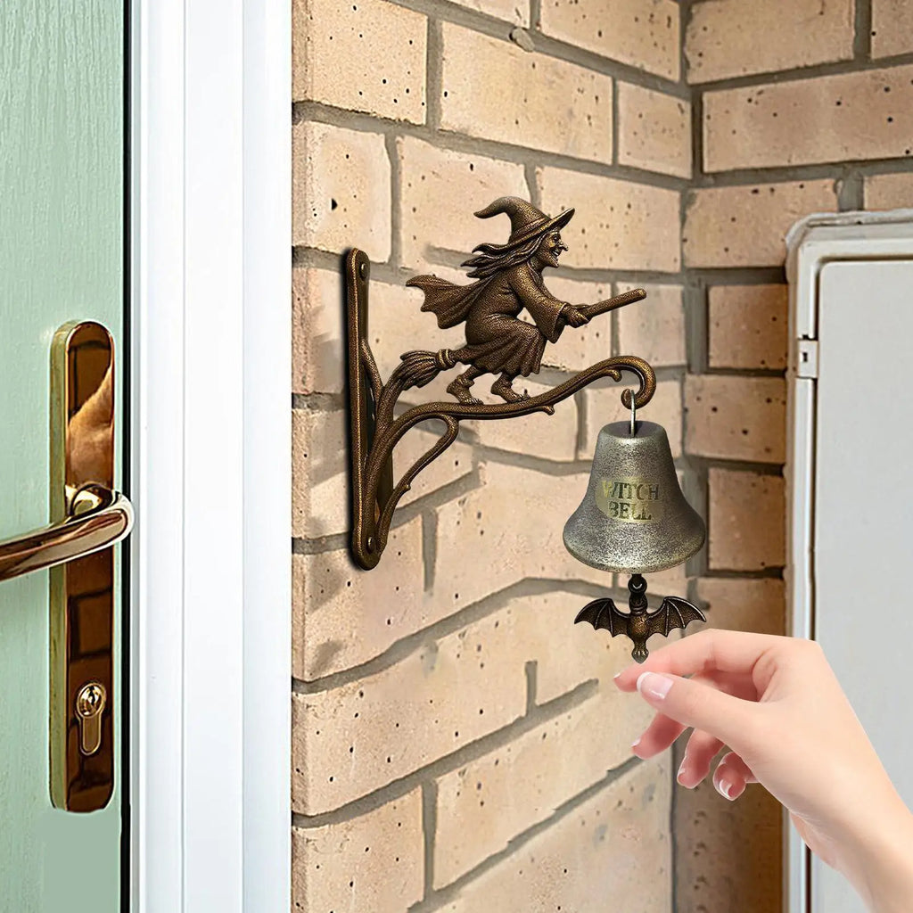 Halloween Witch Doorbell Metal Retro Hanging Bell Wall Mounted Porch