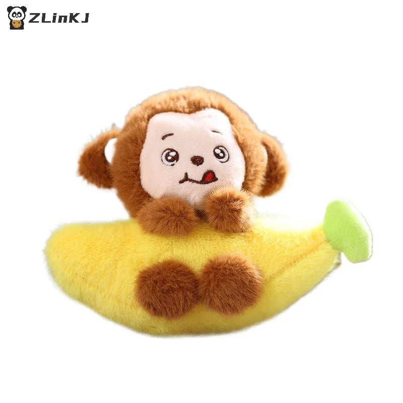 ▶1PCS 15cm Adorable Banana Monkey Keychain Charm Cute Monkey Plush Ornament Soft Bag Pendant For Boys Gifts Zpaxo