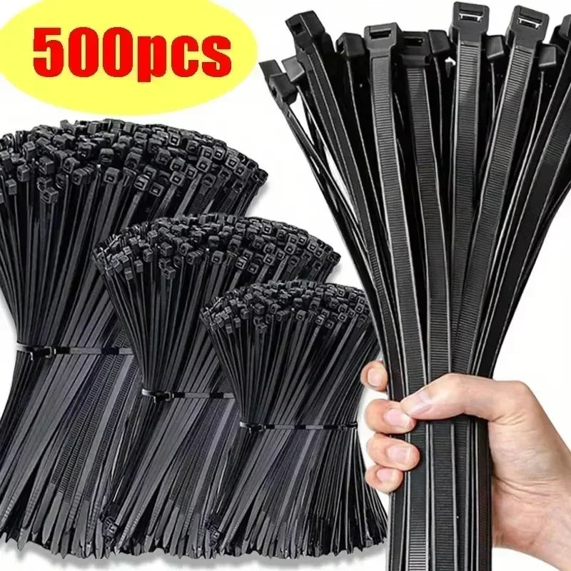 200/100Pcs Nylon Cable Ties Adjustable Self-locking Cord Ties Straps Fastening Loop Reusable Plastic Wire Ties For Home Office Zpaxo