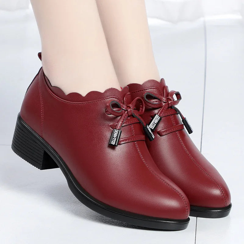 CINESSD 2023 Fashion Lace Leather Platform Pumps Korean Casual Zpaxo