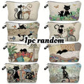 Large Capacity Cat Print Makeup Bag Women's Clutch Student Zipper