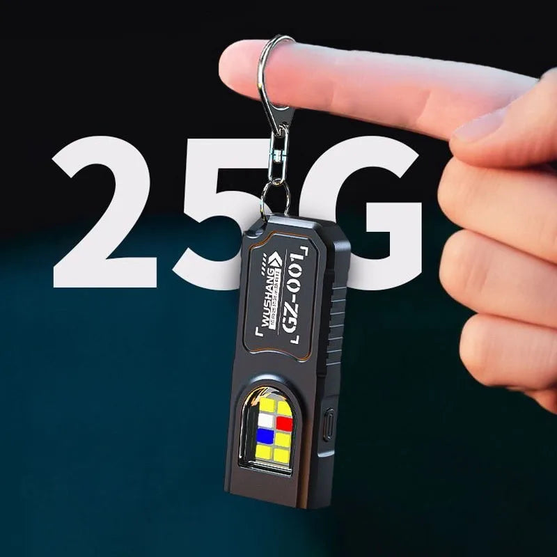 Mini COB LED Keychain Flashlight – USB-C Rechargeable, 5 Modes LED Keychain Flashlight Zpaxo