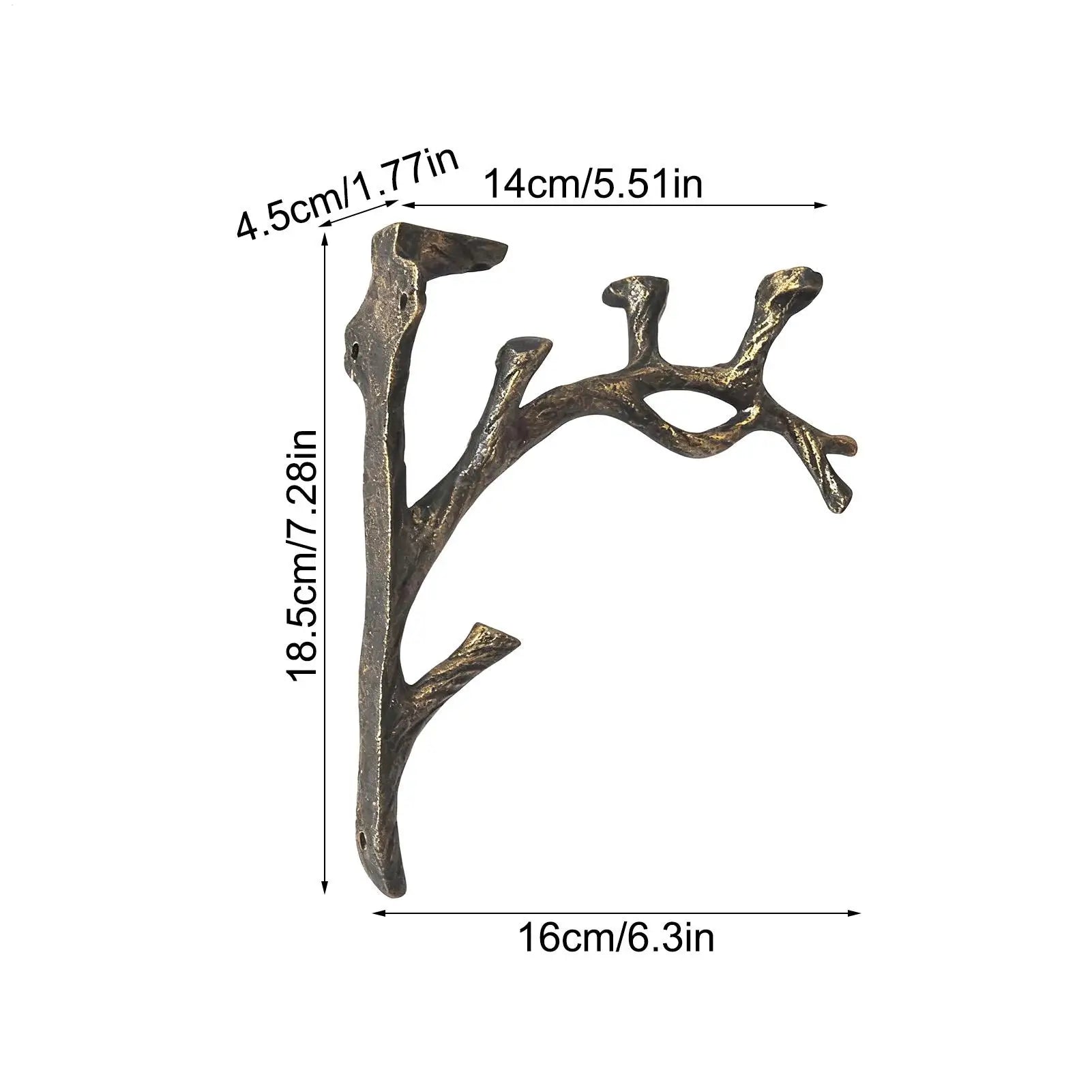 Floating Shelf Bracket Branch Wall Mounted Stand 2 Wood Shelves